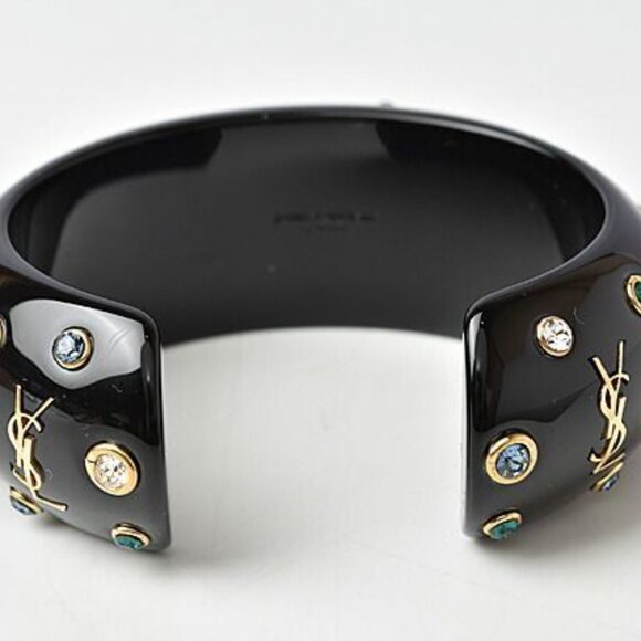 Saint Laurent Bangle Bracelet Bangle Rhinestone Multicolor Black - Picture 5 of 6